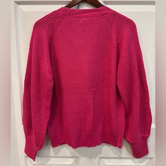 Zeagoo Chunky Knitted Cardigan Long Sleeve Women’s Size Small Raspberry NWT - Picture 3 of 9